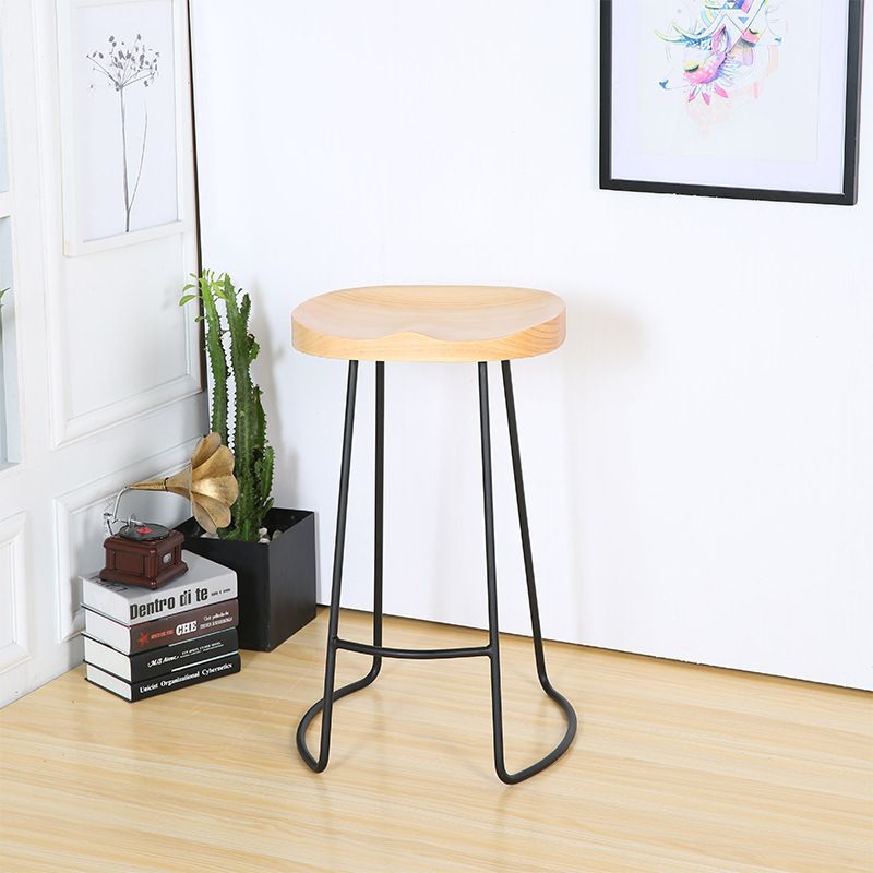 Contemporary Barstool Contoured Seat Bar Stool with Metal Base