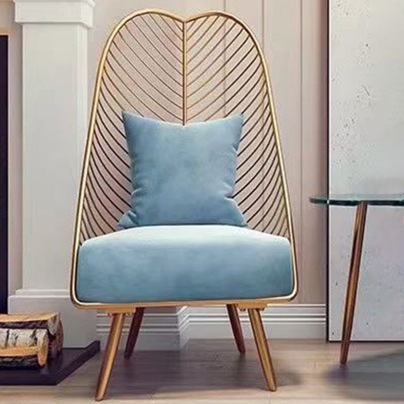Glam Style Metal Chair Fixed Back Solid Color 4 Legs Armless Chair