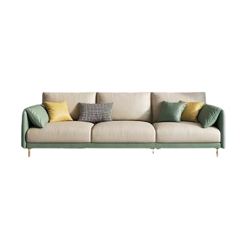 Contemporary 33.46" H Faux Leather Pillow Top Arm Sofa for Living Room