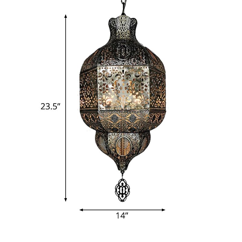 Bronze Etch Ceiling Pendant Light Art Deco Metal 3-Bulb Living Room Chandelier Lighting