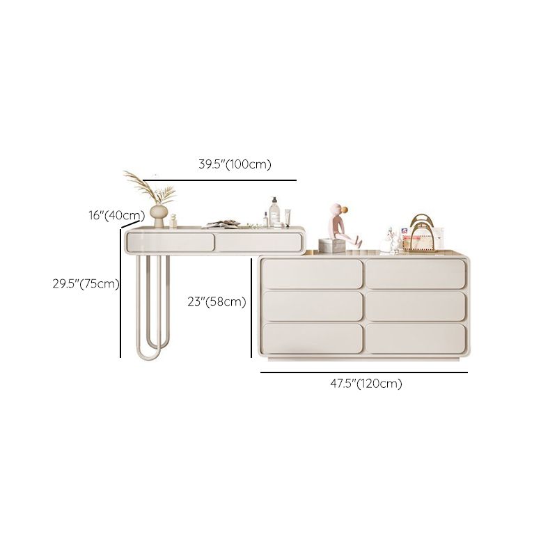 White Make-up 15.74" Wide Vanity Makeup Vanity Desk Table with 5/8 Drawers