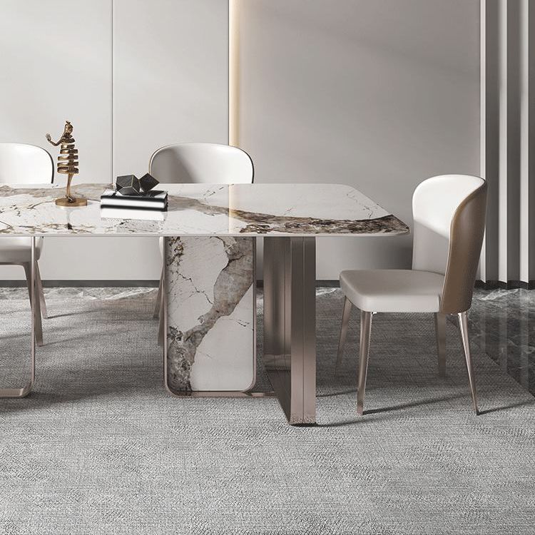 Luxurious 1/4/5/7 Pieces Rectangular Dining Set Sintered Stone Top Dinette Table Set