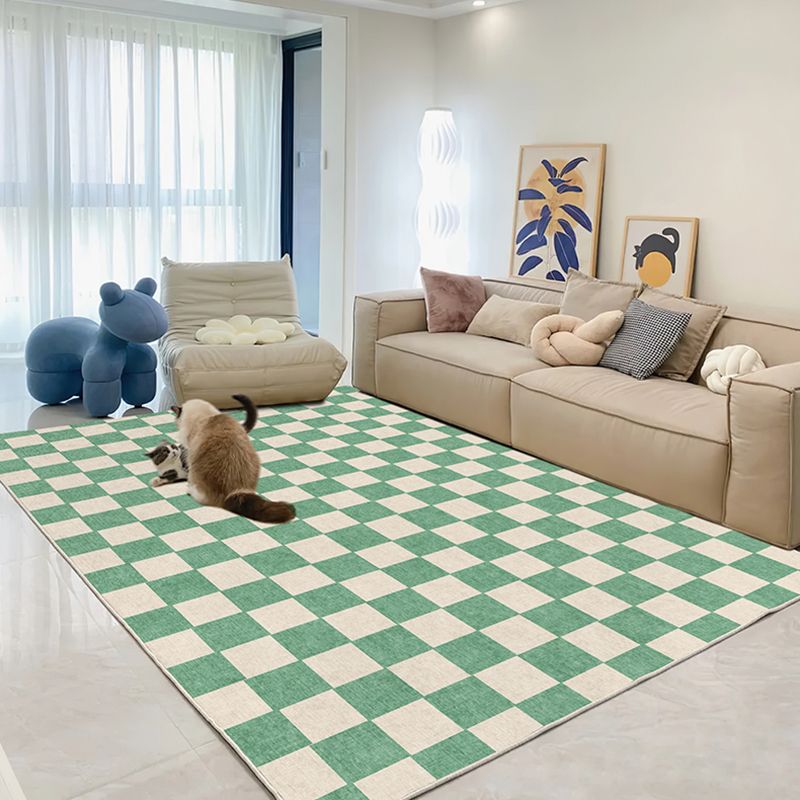 Contemporary Checkered Pattern Carpet Polyester Indoor Rug Pet Friendly Area Rug for Home Decoration