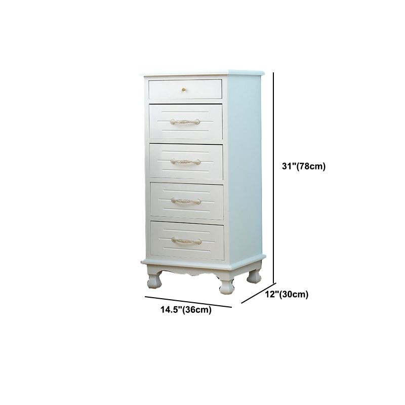 White Vertical Lingerie Chest Modern Solid Wood Storage Chest Dresser