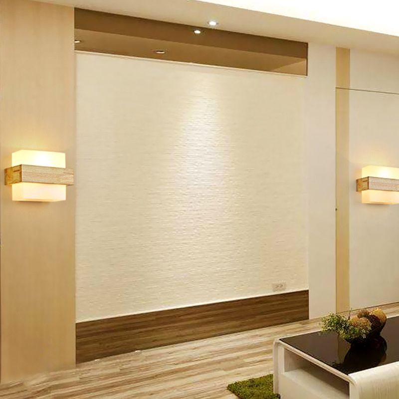 Lámpara de pared de madera de madera de led minimalista moderno lámpara de vidrio lámpara de noche