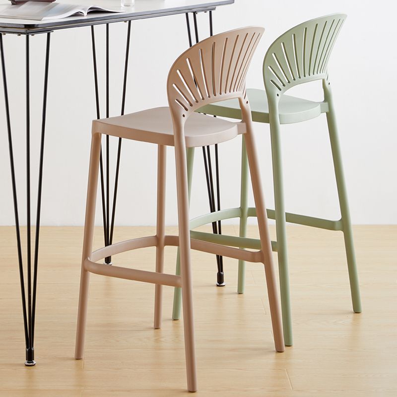 Contemporary Plastic Barstool Plastic Low Back Counter Stool in Matte Finish for Indoor