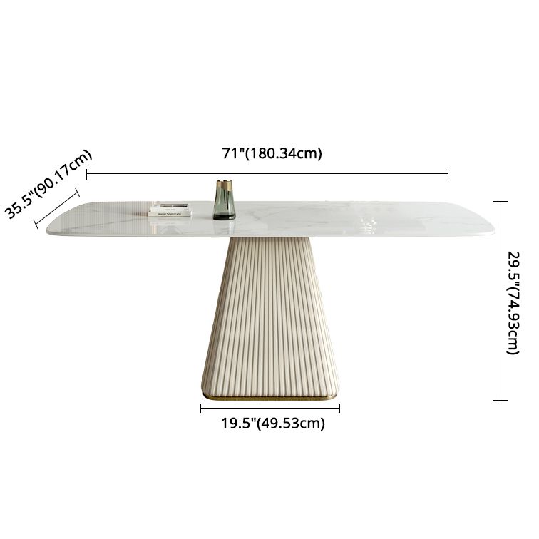 Minimalist Sintered Stone Dining Set for 4/6 Table Set of Metal Gold Base and PU Leather Chairs