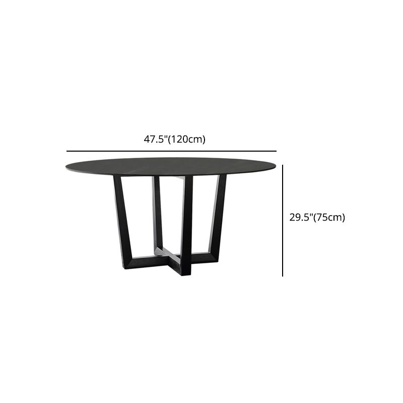 Round Dining Table Modern Sintered Top Stone Dining Table in Black