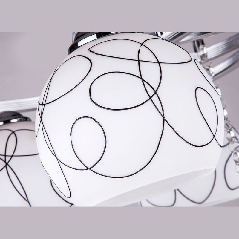 Cromo 3 illuminazione a soffitto a soffitto moderno in metallo latte in vetro semifulò illuminazione per soggiorno per soggiorno