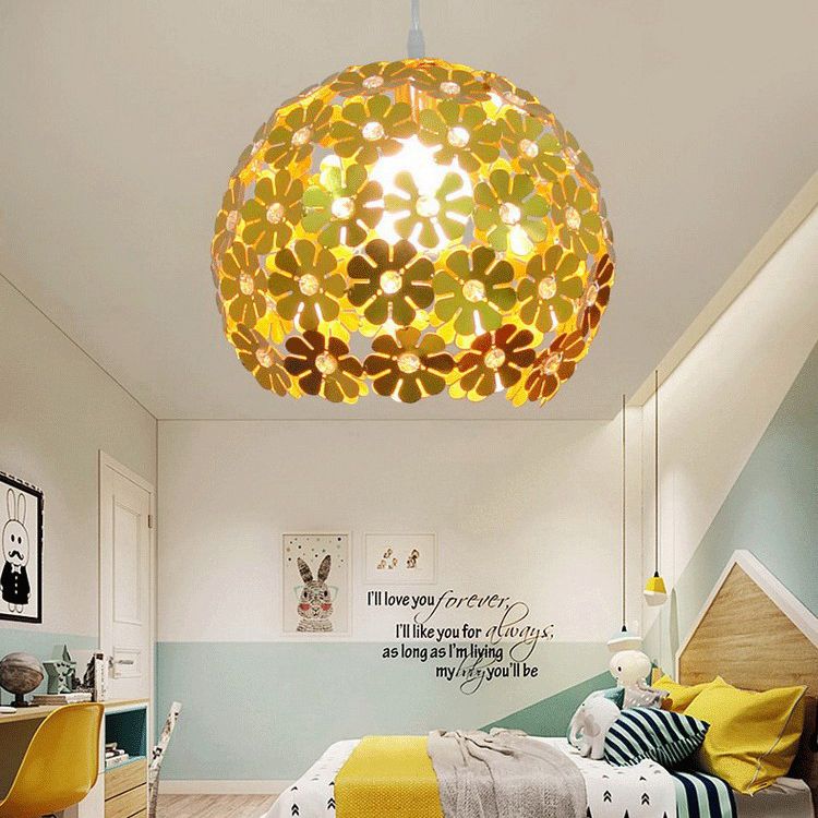 Lámpara colgante de globo dorado iluminación colgante de aluminio posmoderna para restaurante