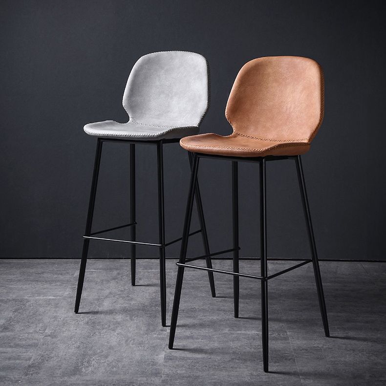 Scandinavian Metal Stool Faux Leather Upholstered Counter Stool Home