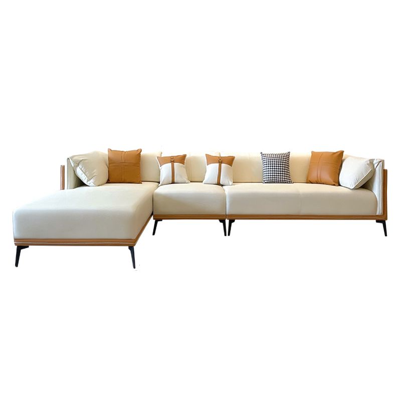 Vlekbestendige faux lederen sofa/sectionele met gekussen achterste kussens voor woonkamer