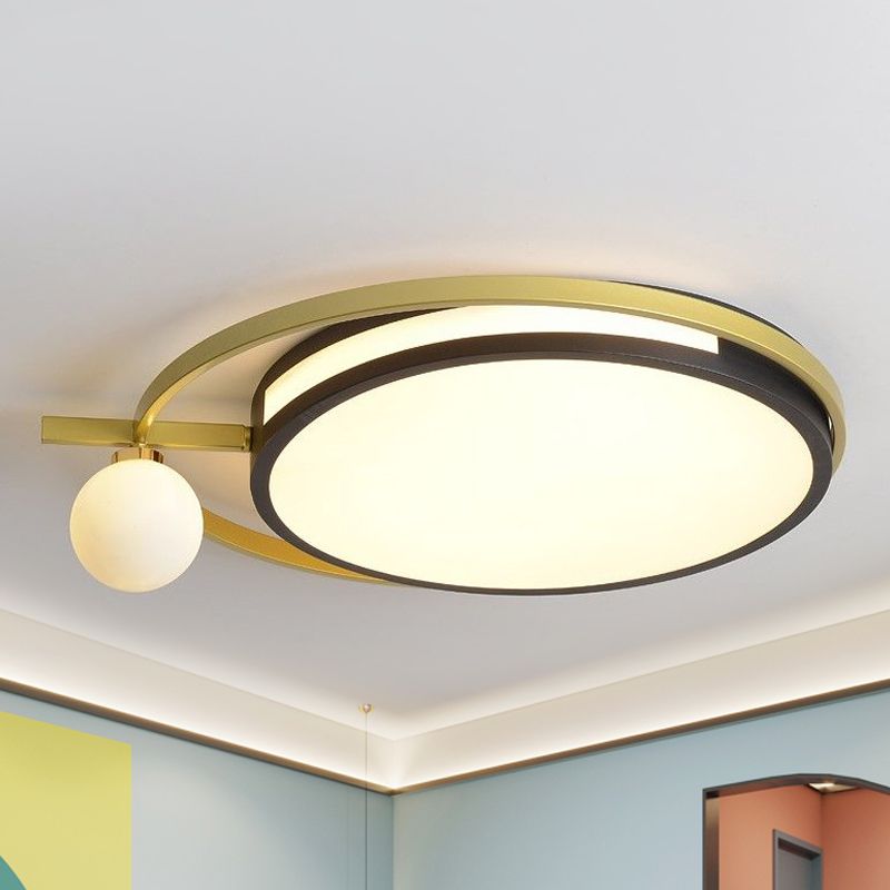 LED Round Flush Lighting with Globe Shade Nordic Acrylic Led Flushmount Light in Black/Grey