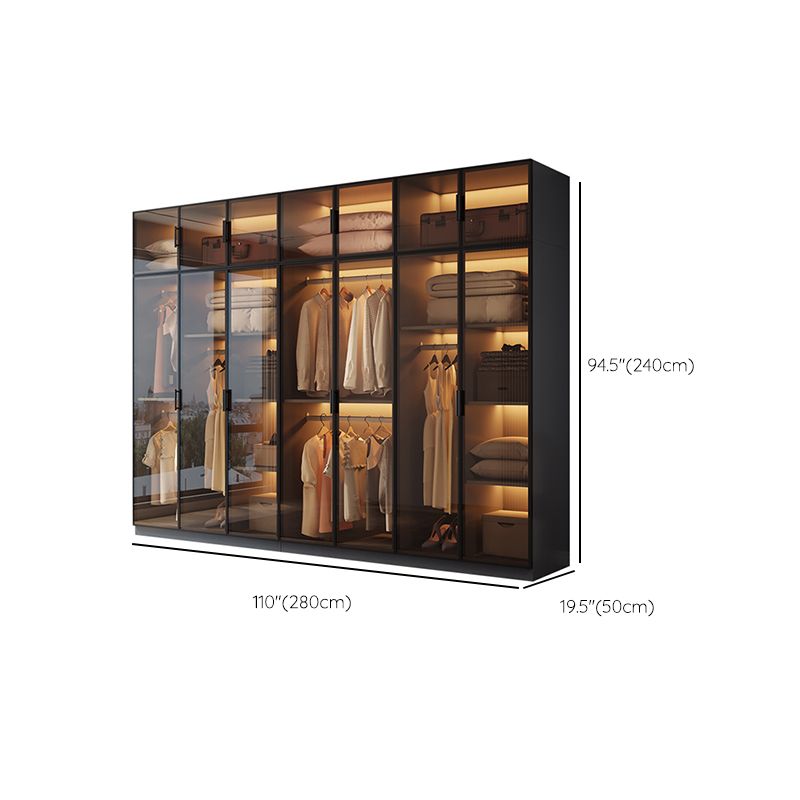 Freestanding Tempered Glass Wardrobe Modern Wardrobe with Garment Rod