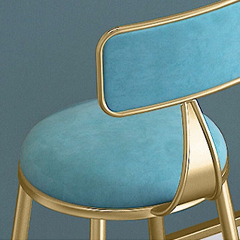 Scandinavian Style Counter Stool Velvet Round Bar Stool with Footrest