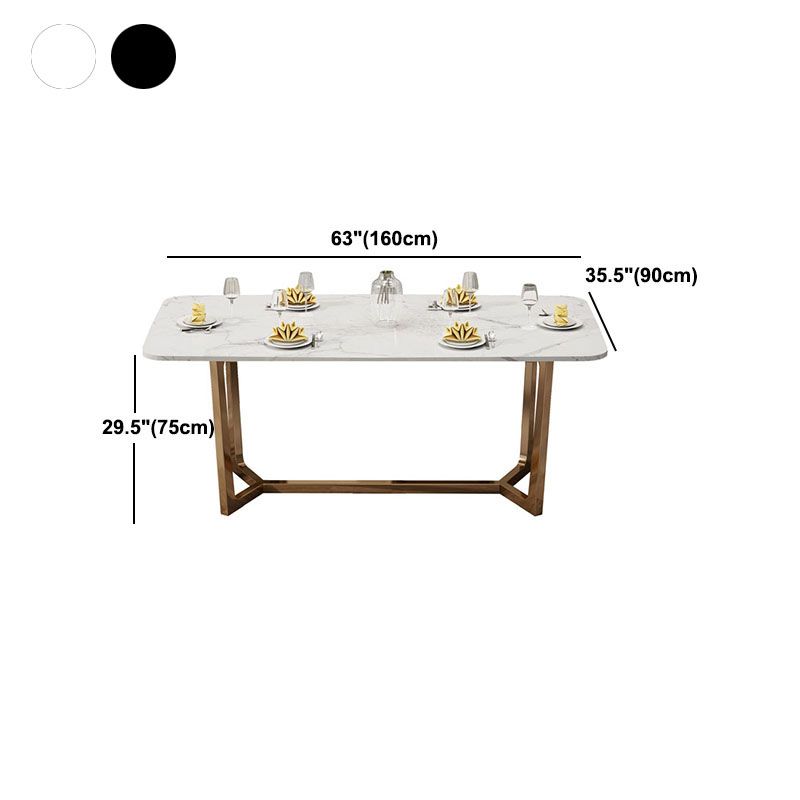 Table en pierre frittée pour restaurant Table à manger de luxe avec base à tréteaux