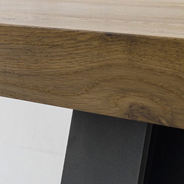 Rectangle 4 Legs Industrial Table Wood Color Fixed Table of Solid Wood