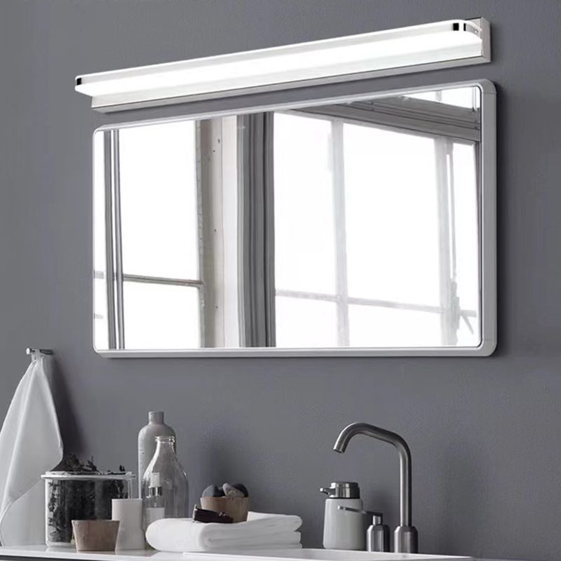Contemporary White Single Bathroom Vanity Light LED Metal Bath Bar