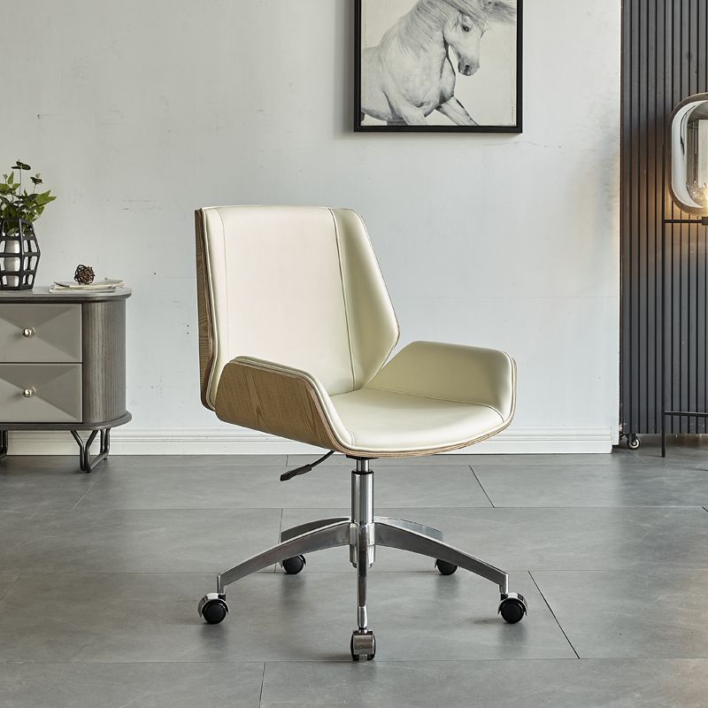 Low Back Office Chair Armless Leather Desk Chair with Wheels