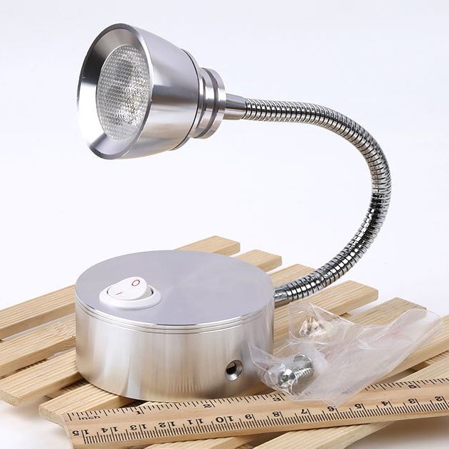 Aluminum Domed Wall Light Sconce Modern Warm/White Light LED Chrome Reading Wall Lamp with Adjustable Arm