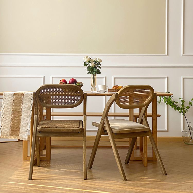 Solid Wood Side Chair Modern Folding Dining Chair for Living Room