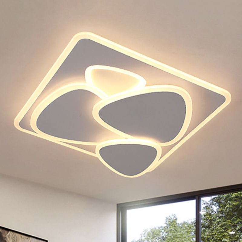 Grey Overlapping Ceiling Mounted Fixture Modern LED Metal Flush Mount Ceiling Lighting in White / Warm Light, 19.5 "/38" Wide