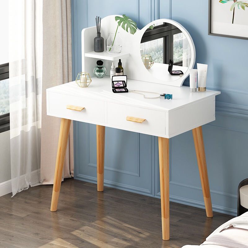 Contemporary Makeup Table With Drawers White/Blue 15.74" W x 28.93" H