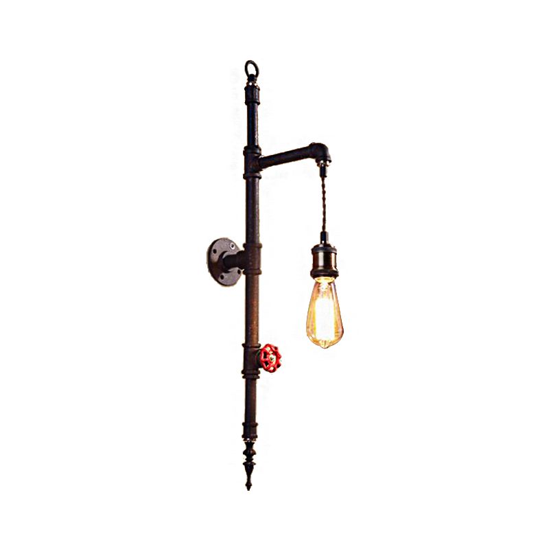 Metal Rust Sconce Light Exposed 1-Light Industrial Wall Mounted Light with Pressure Gauge