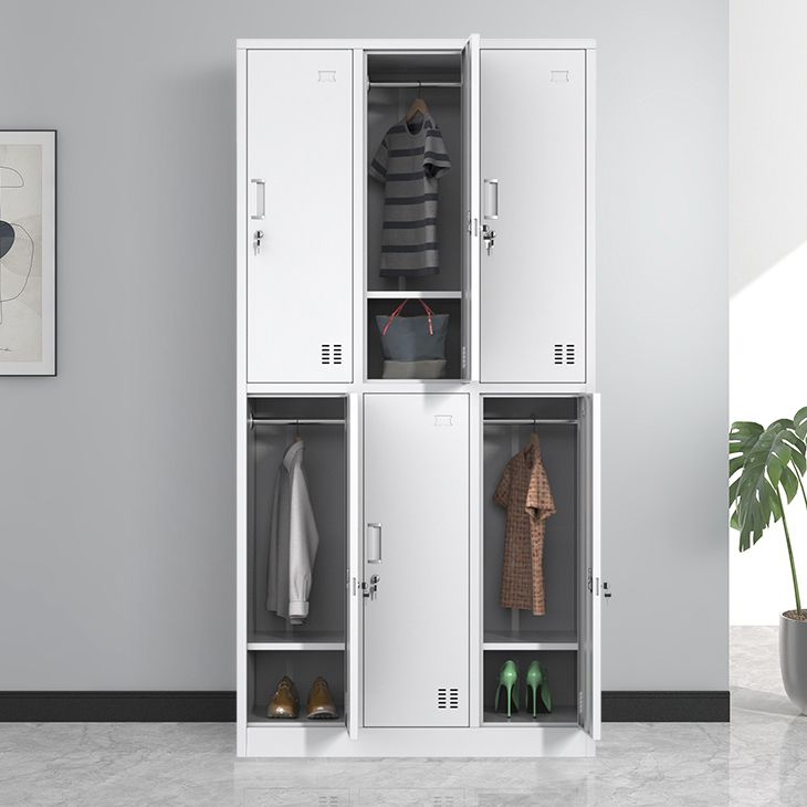 Contemporary Steel Storage Cabinet White Metal Hinged Door Cabinet