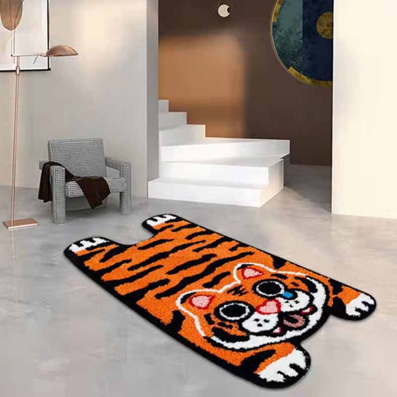 Funky tijgerpatroon Tapijt Polyester Area Rug vlekbestendig binnen tapijt voor woningdecoratie
