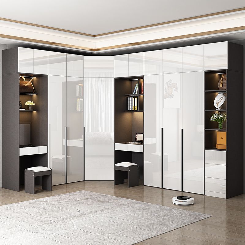 White Colour Wooden Wardrobe Cloth Rod Included Wardrobe Closet with Drawer