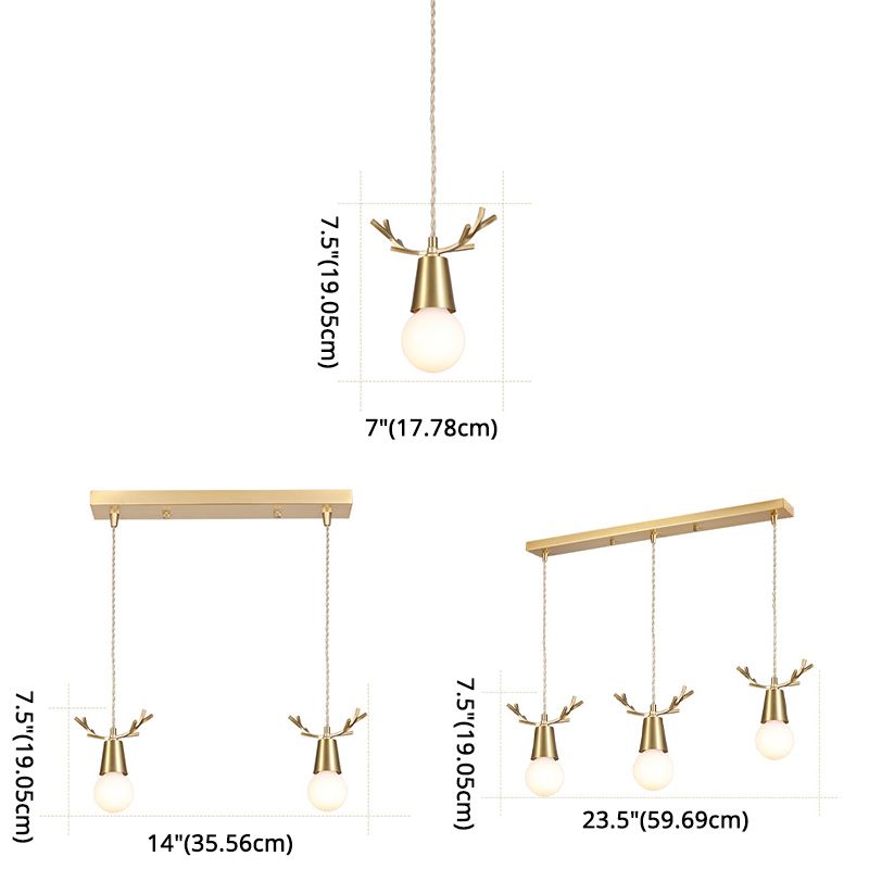 Geweih Metallheizes Licht Nordic Style Messing Down Lighting Anhänger für Esszimmer
