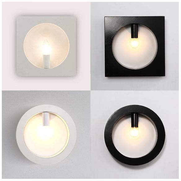Tombre cuadrado/redondeo Iluminación de pared de baño 1 Lámpara de apliques de pared elegante y elegante en negro/blanco