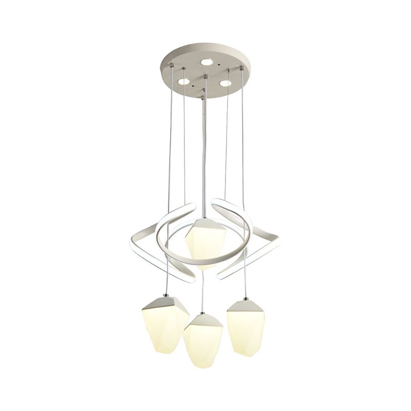 Pendre en cluster acrylique géométrique moderniste 4-Light White LED Suspension Laut de suspension avec faisceau de torsion