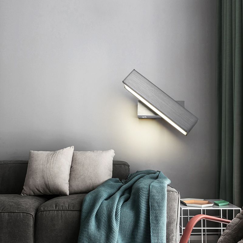 Rotatable Rectangle Wall Light Modern Style Metal 1-Light Wall Mount Light
