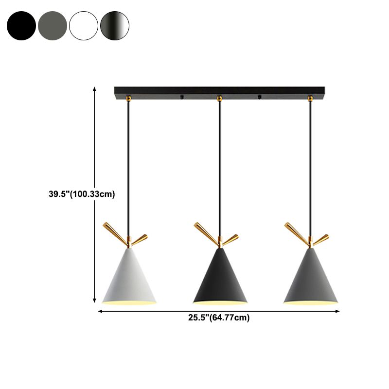 Modern Cone Shade Island Pendant Light 3-Light Ceiling Light with Metal Shade