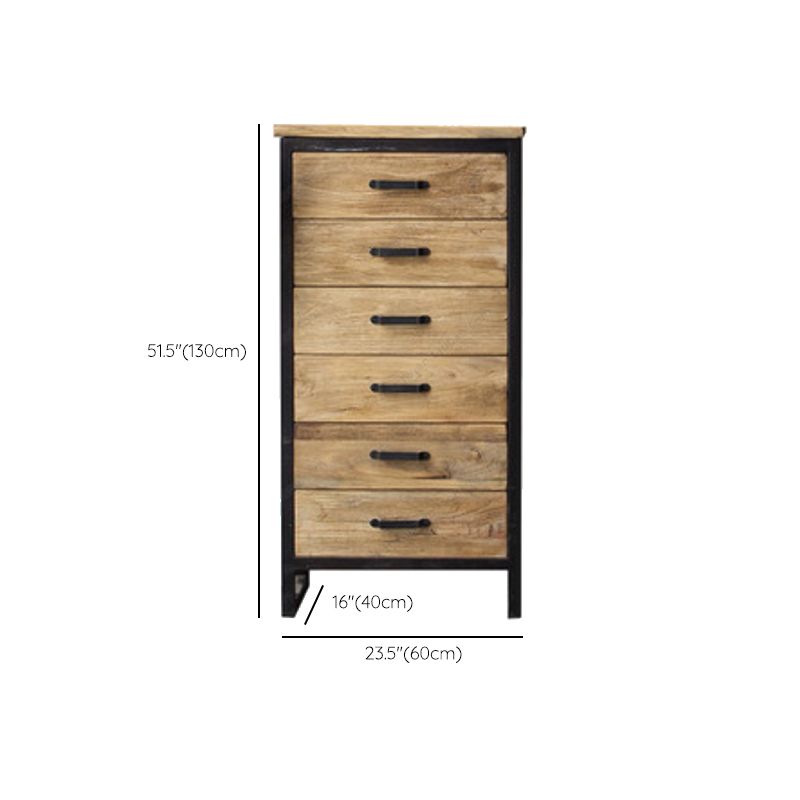 Industrial Distressed Wood Accent Cabinet with Drawers in Solid Wood