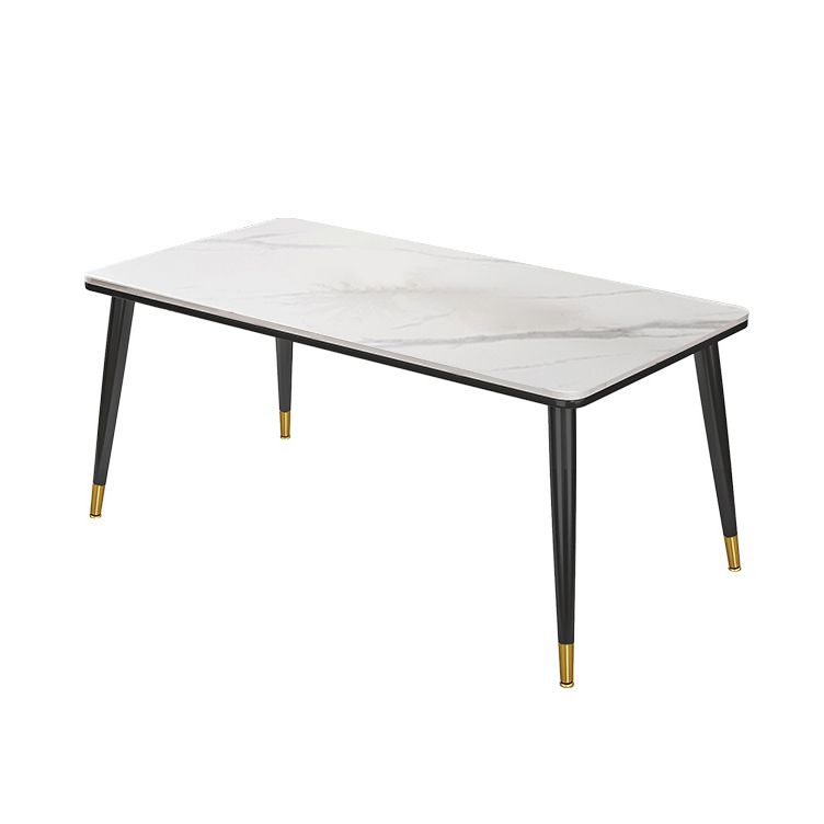 Modern Fixed Sintered Stone Dining Room Table with 4 Metallic Legs Kitchen Dining Set