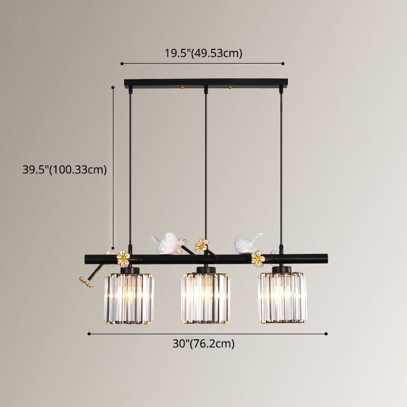 Luci dell'isola cilindro moderna illuminazione lampadario Crystal e Metal Island Lampada3 in oro