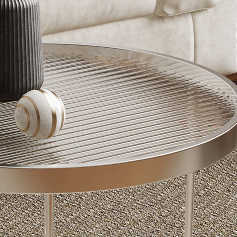 Tempered Glass Round Top 2 Nesting Table Metal Frame Base Cocktail Table