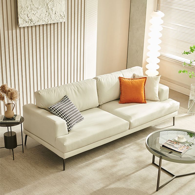 Stain Resistant Faux Leather Sofa Recessed Arm Cushions Settee Couch