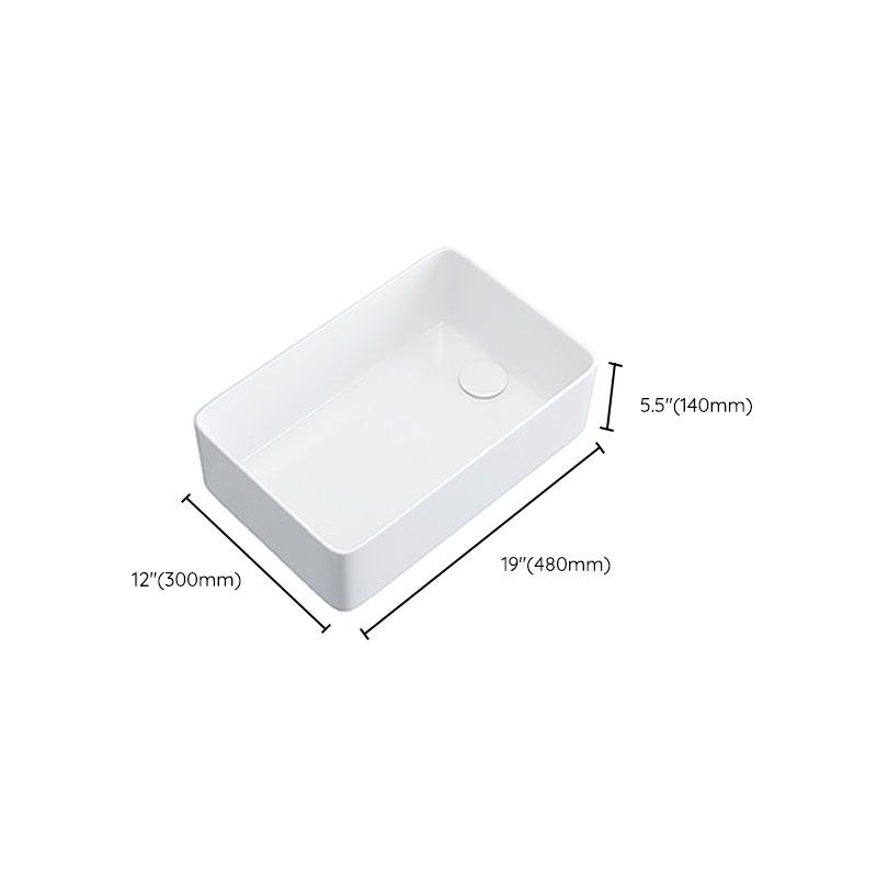 Modern Bathroom Sink White Ceramic Rectangular Bathroom Vessel Sink