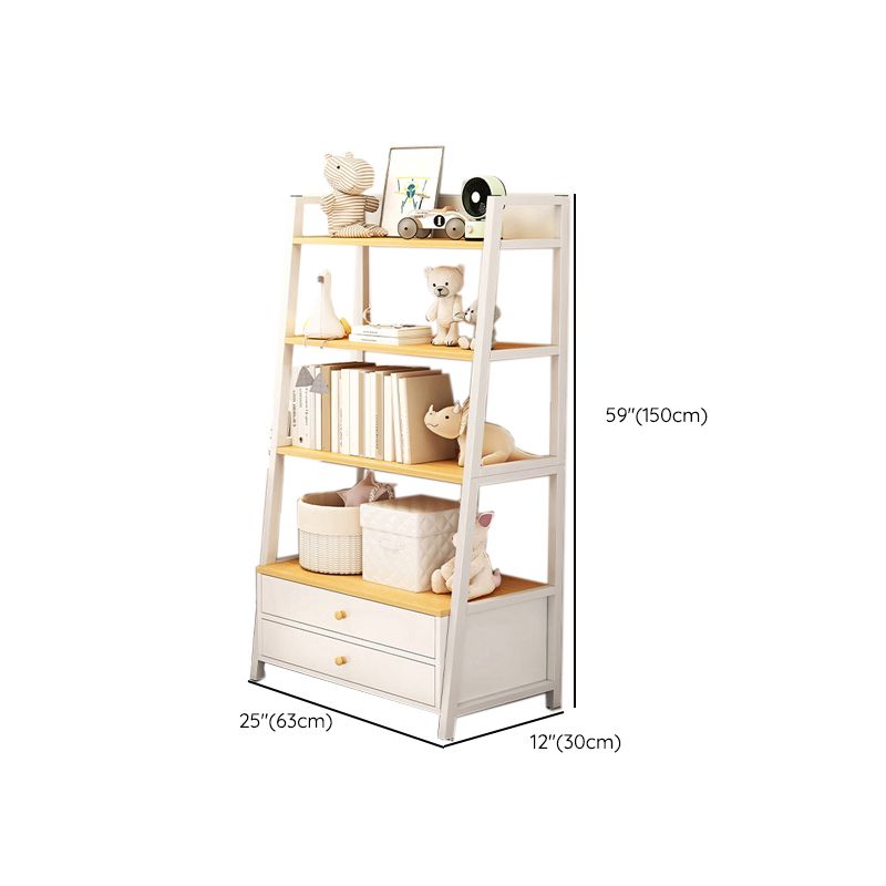 Engineered Wood Bookcase Ladder Contemporary Bookshelf with Shelves