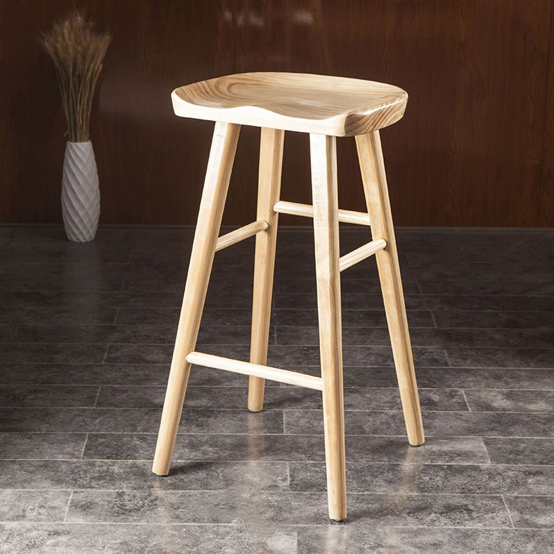 Industrial Bar and Counter Stool Natural Finish Stool with 4 Legs