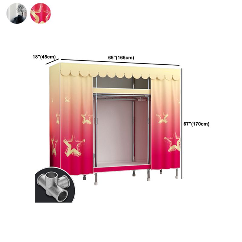 Modern Style Wardrobe Metal 2 Shelves Wardrobe Closet for Bedroom