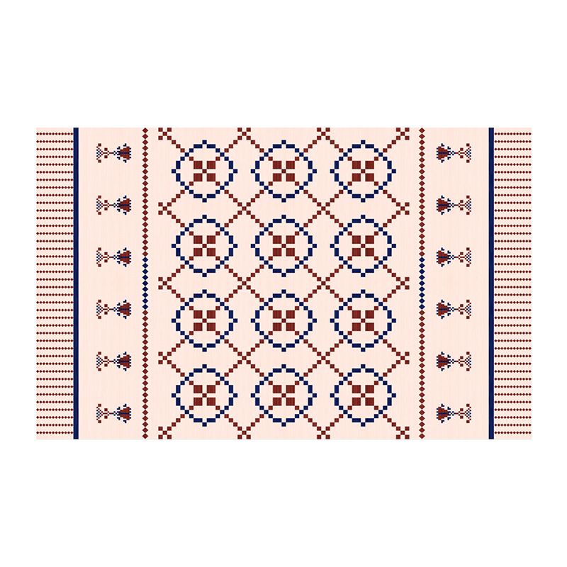 Yellow Retro Rug Polyester Pattern Rug Stain Resistant Rug for Living Room