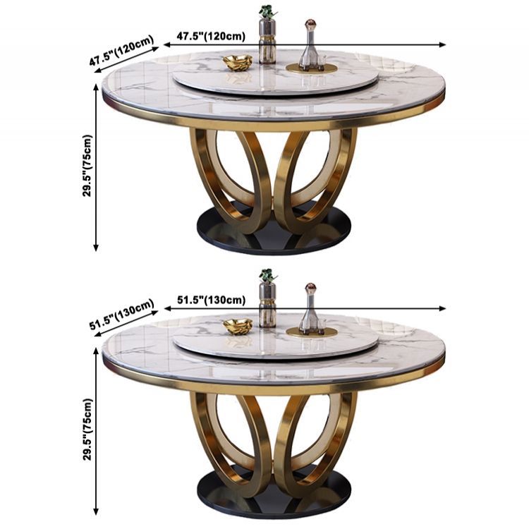 Metal Modern Round Indoor Table Sintered Stone Table for Kitchen and Dining Room