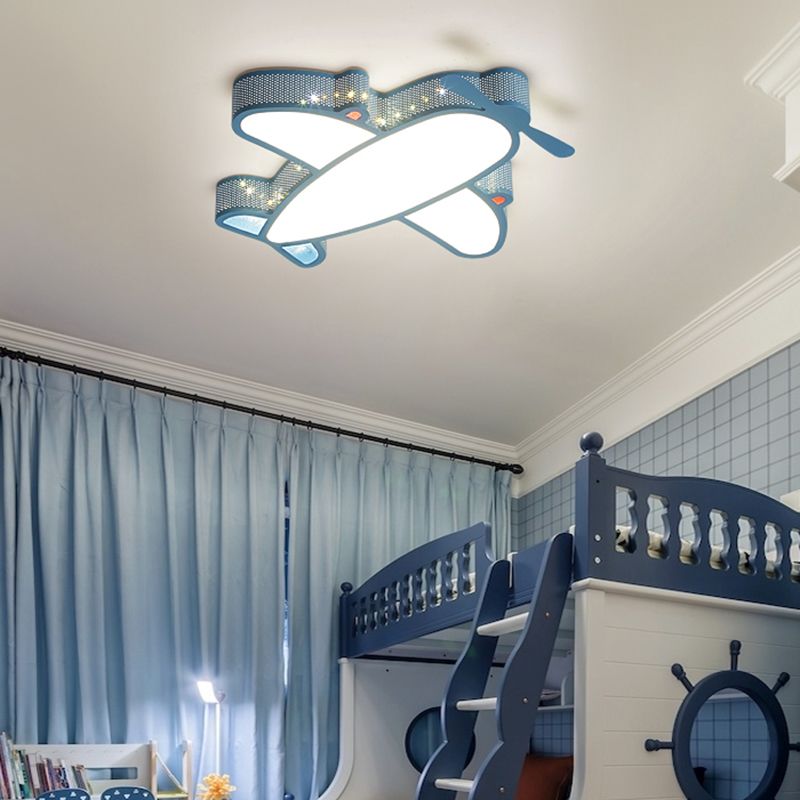 Metal Airplane Flushmount Light Cartoon LED Ceiling Light Fixture with Hollowed-out Design