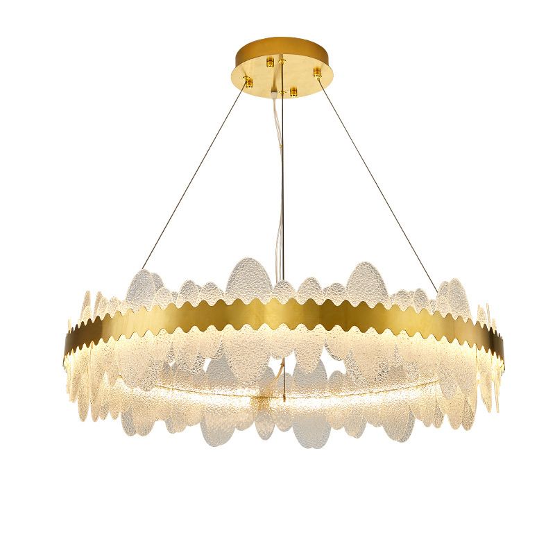 Luz de techo minimalista de vidrio ondulado LED de vidrio ondulado de la sala de estar en oro