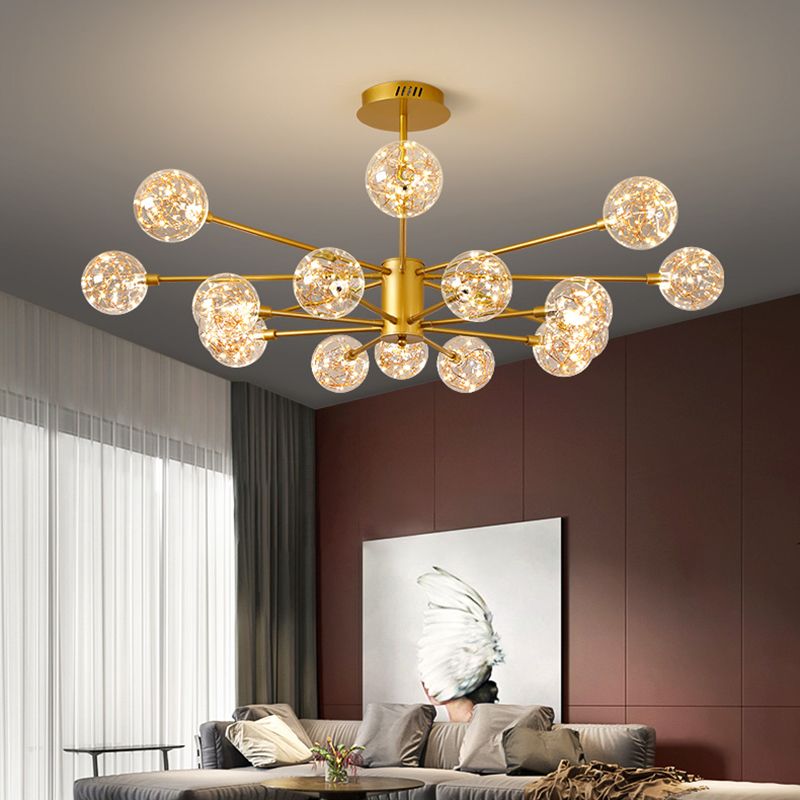 Gold Glass Hanging Pendant Lights Contemporary Hanging Lamps for Living Room